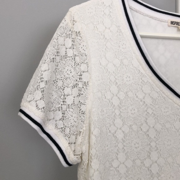 Inspired Hearts Off White Lace Overlay T Shirt Dress Sz L - Picture 4 of 8